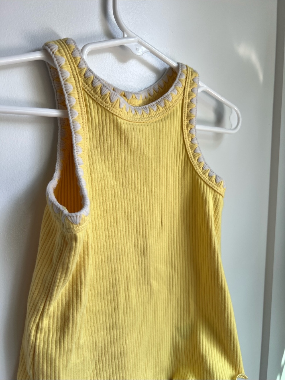 Cat & Jack Yellow Ribbed Tank Top 3T Scalloped Trim
